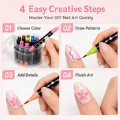 2026 New Arrivals 24 Colors Dual Ended Nail Art Pens Set