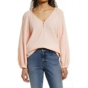 Caslon Small Seersucker Raglan Sleeve Top - Pink Chintz