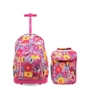 Lollipop Kids Rolling Backpack With Lunch Bag (16 Inch) in Poppy Pansy