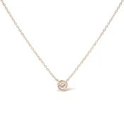 10K Gold Round Brilliant-Cut Diamond Modern Bezel-Set Solitaire 16"-18" Pendant Necklace (H-I Color, SI2-I1 Clarity)