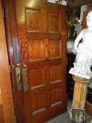 1930's WPA Era Solid Oak 8 Raised Panel Door with Hardware