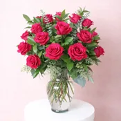 Two Dozen Premium Hot Pink Roses Luxury Arrangement