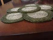 Green & Silver Bead Coasters - Set of 6