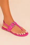 Buckle T-Strap Slingback Flat Sandal