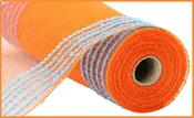 10.25"X10Yd Drift/Pp Wide Border Mesh  Orange/Turquoise  RY8115AJ