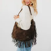 Loretta Suede Fringe Slouchy Bag - PREORDER