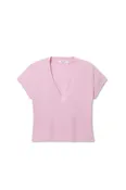 Alanis Recycled Cotton V Neck- Sugar Pink