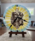 Lion and Lamb Wood Burned Clock —     The Red Thread LLC