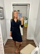 3/4 Sleeve Cascade Wrap Dress