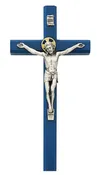 10 In Navy Blue Crucifix Silver Corpus - Made in USA