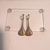 14K Yellow &amp;amp; White Golden Dangling Earrings
