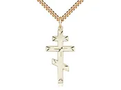 14kt Gold Cross Pendant with 24" Curb Chain