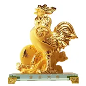 2026 Chinese Zodiac Rooster Year Golden Resin Collectible Figurines Table Decor Statue Large