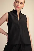 BLK Collar Slit V-Neck Sleeveless Top GT9990
