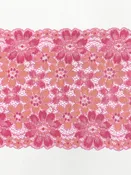7" Salmon Rose/Red Blush Nylon/Lycra Double Scalloped Floral Stretch Lace Trim