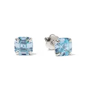 Asscher Cut Gemstone Studs Aquamarine 14K