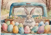 A3 Easter Bunny Delivery Decoupage Rice Paper DC5071 – Vintage Truck, Watercolor Eggs, Flower Decoupage Sheet for DIY Crafts & Home DIY Deco