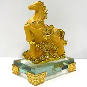 2026 Chinese Zodiac Horse Year Golden Resin Collectible Figurines Table Decor Statue Small