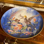 Signed Porcelain Painted Platter Charger