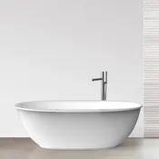 Vincini 63-inch Oval Solid Surface Bathtub with Towel Slot in Matte Finish
