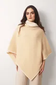 Beige Triangular Cashmere Poncho