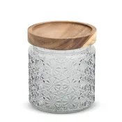 16.9 oz Textured Glass Canister w/Acacia Lid