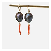 Pearl and Coral Earrings — DE VERA