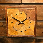 Custom Quarried Brown/Yellow Slate wall clock