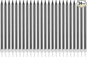 Thin Black Birthday Cake Candles 24 Count
