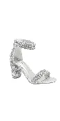 Caroi Rhinestone Mid Heel Zip Back Ankle Strap Sandal