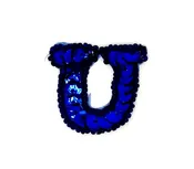 1” Letter U Appliqué - Blue Sequins/Beads