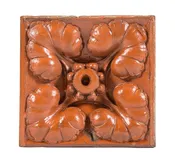 1880s original and intact salvaged chicago red slip glaze terra cotta block salvaged from an old pipe organ factory
