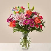 Light of My Life Bouquet & Happy Birthday Topper™ by FTD®