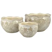 7" Rustic Vintage Ceramic Planter Pots: Brown