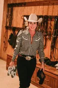 Black Gingham Pearl Snap Western Top