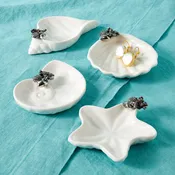 Coquillage Decorative Tray with Antique Silver Ornament