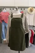 Corduroy Overall Dress - Green