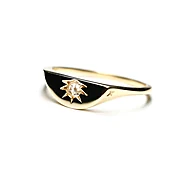 Diamond Half Signet Ring