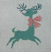K213 Retro Teal Reindeer with Bow