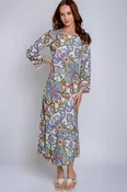 Aubriella Printed Long Sleeve Midi Dress