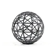 Metal Geometric Sphere Sculpture – Abstract Design, 10 Inch, Black