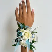 Blue and White Corsage