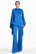 ALLI ROYAL BLUE SATIN CREPE WIDE LEG PANT