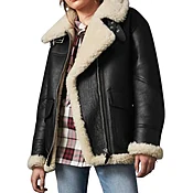 B3 Black Bomber Leather Aviator Jacket Women's
