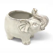 Accent Decor Elephant 7" x 4" Ceramic Pot, Ivory