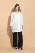 3-D Applique Linen Lace Long Jacket