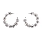 Beaded Daisy Hoop Earring