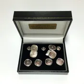 14K Platinum with Abalone & Pearl Tuxedo Stud Set