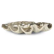 Ambered Silver Leaf Clam Bowl