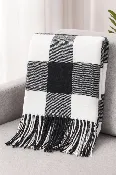 Fennco Styles Classic Buffalo Plaid Decorative Throw Blanket – Black (50x60)